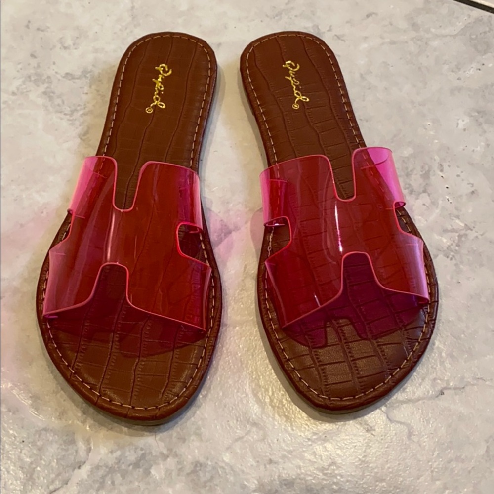 NEW Athena NEON Fuchsia PVC sandal - Picture 4 of 11